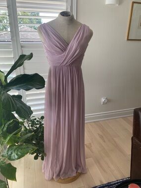 Dessy Collection Dusty Lavender Chiffon V-Neck Maxi Dress